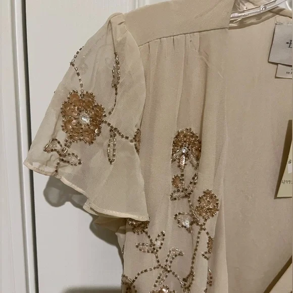 🌺BHLDN Plymouth Wrap Flutter Sleeve Beaded Maxi 👗Gown - Picture 6 of 17